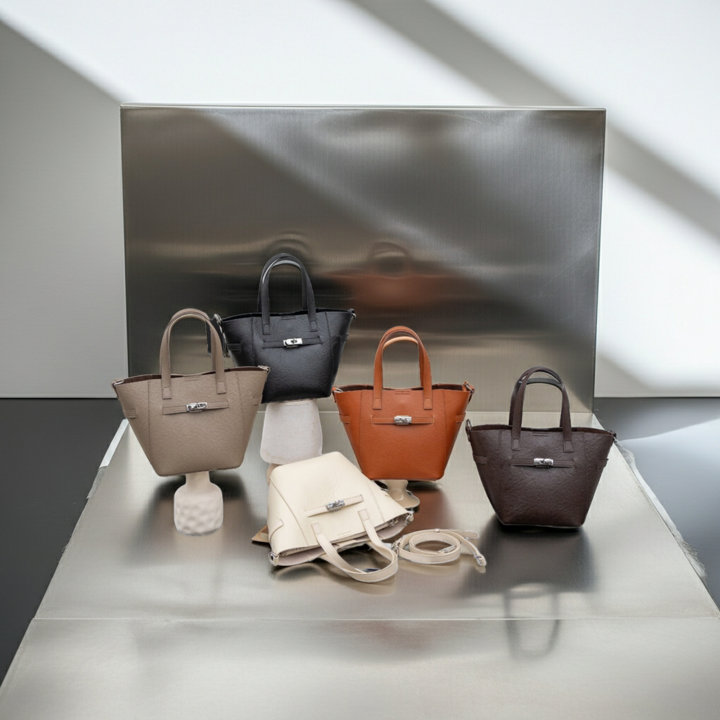 Custom Cross-Border Top-Grain Vegetable-Tanned Leather Basket Bag, Large-Capacity Commuter Elegant Women's Genuine Leather Handbag