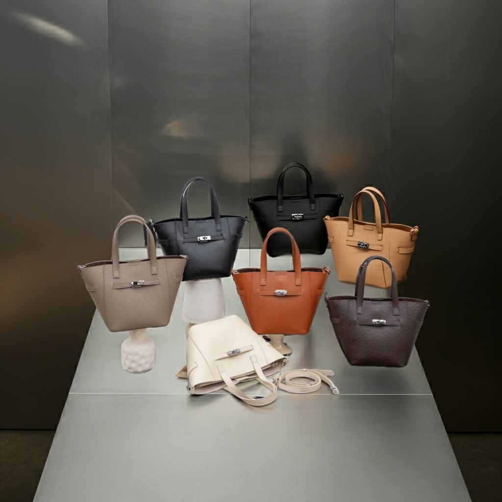 Custom Cross-Border Top-Grain Vegetable-Tanned Leather Basket Bag, Large-Capacity Commuter Elegant Women's Genuine Leather Handbag